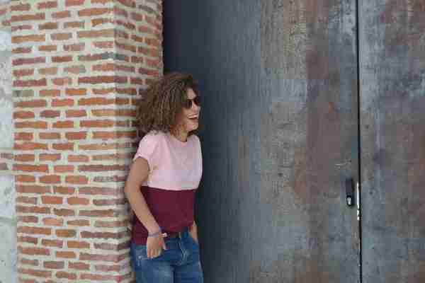 camiseta bicolor rosa