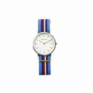 Reloj dorado correa nylon gris