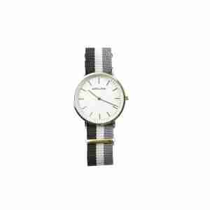 Reloj dorado correa nylon gris