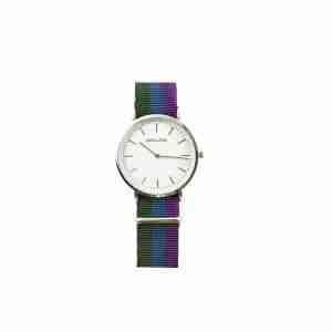 Reloj plata correa nylon tricolor