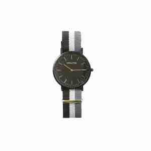 Reloj negro correa gris nylon
