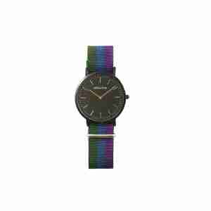 Reloj negro correa tricolor
