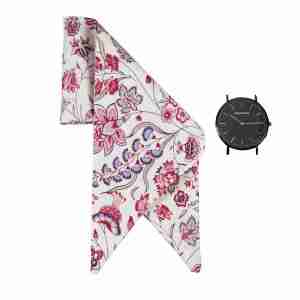 reloj negro correa lazo blanca
