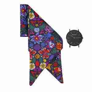 reloj esfera negra lazo peces