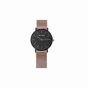 reloj negro correa malla rosa