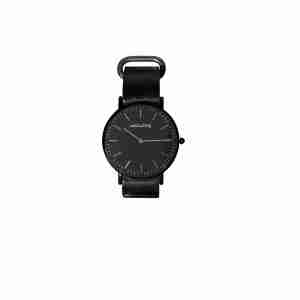 Reloj esfera negra correa piel negra