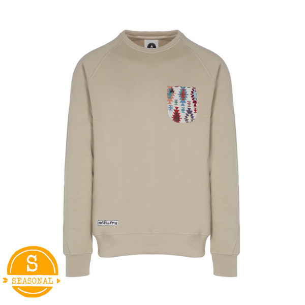 sudadera beige con bolsillo